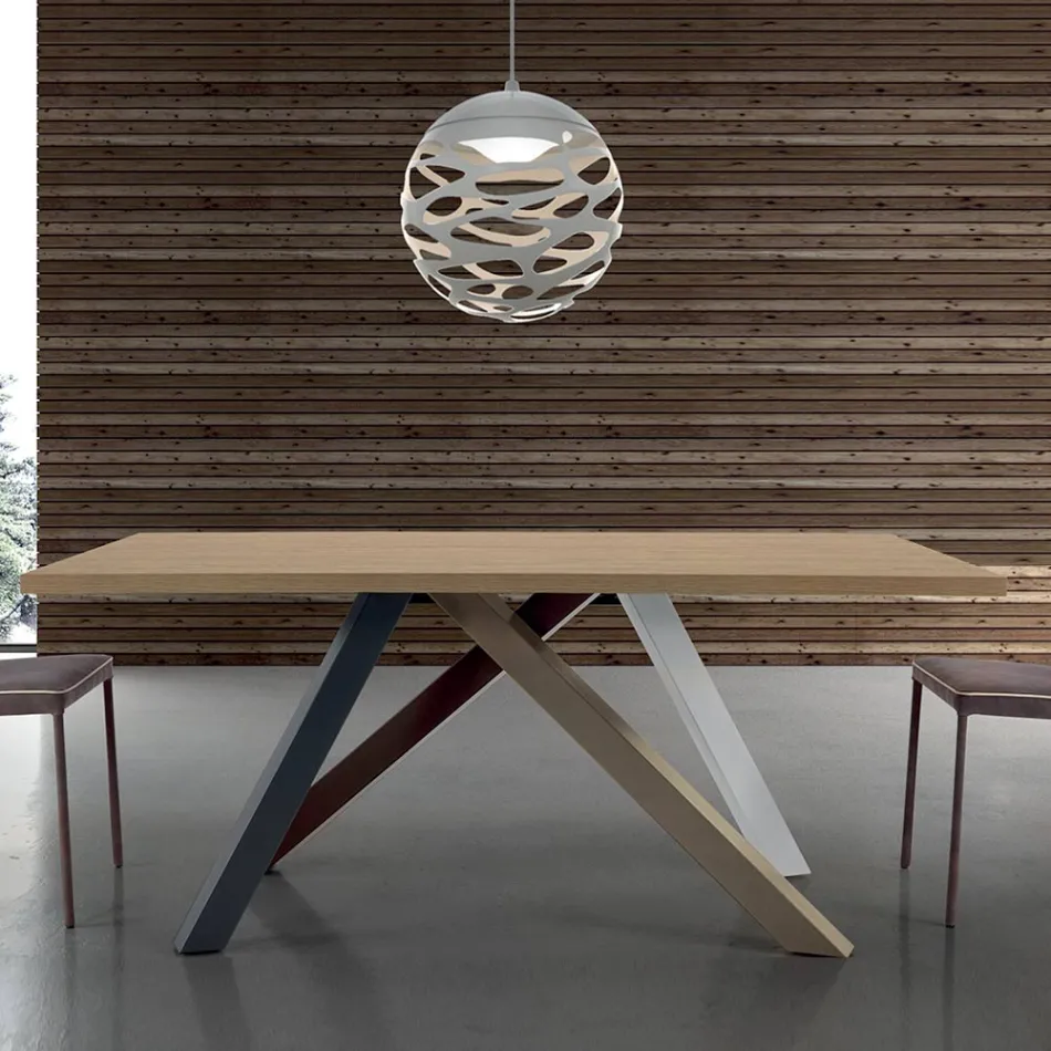 Mesa extensible moderna con tapa de madera laminada Made in Italy – Settimmio viadurini