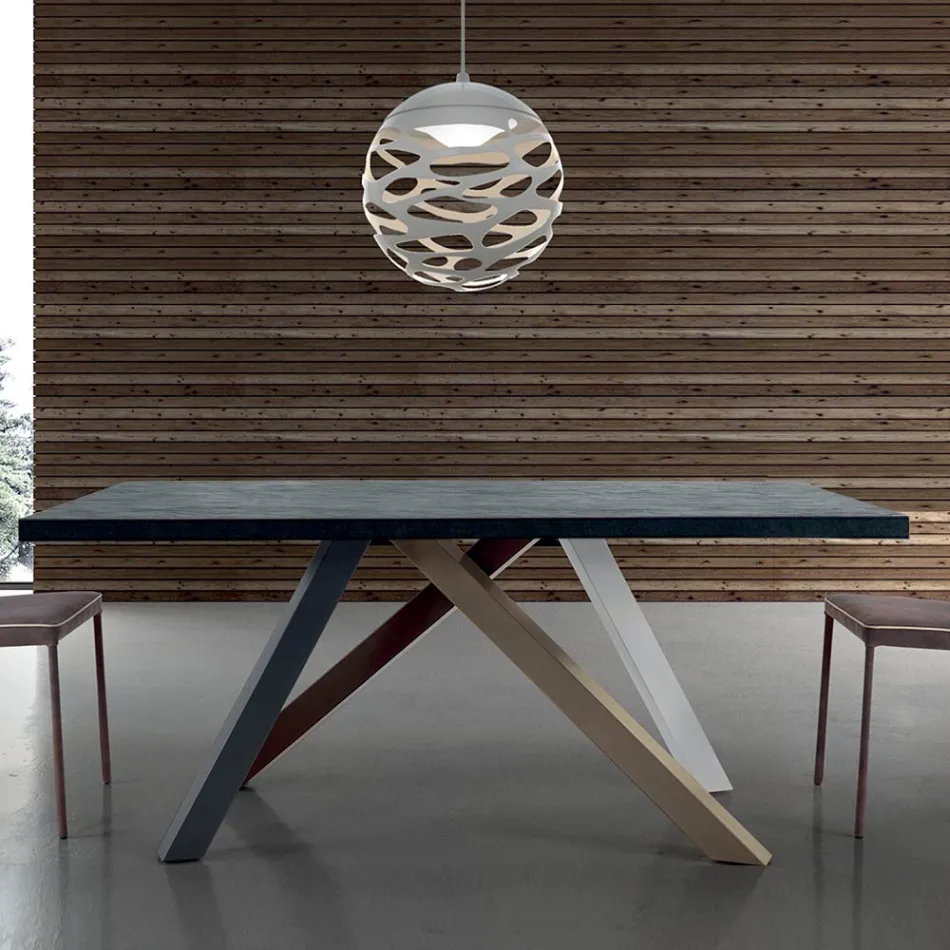 Mesa extensible moderna con tapa de madera laminada Made in Italy – Settimmio viadurini