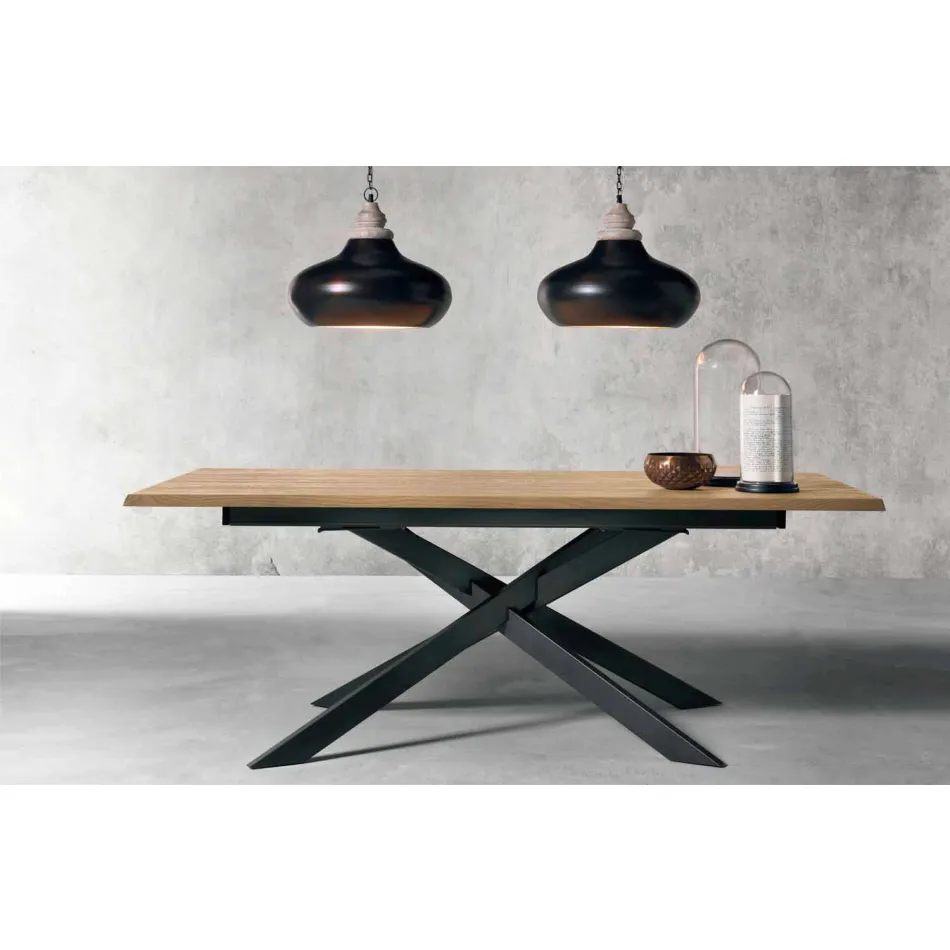 Mesa extensible moderna en madera de roble Made in Italy - Oncino viadurini