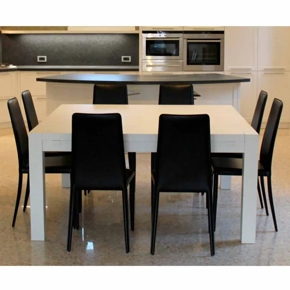 Mesa extensible moderna en madera maciza de roble, 160x160cm, Jacob viadurini