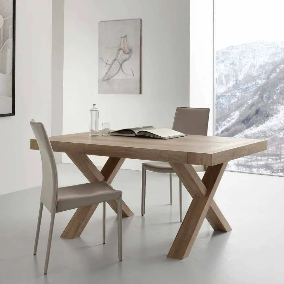mesa extensible melamina contemporáneo y MDF Denver viadurini