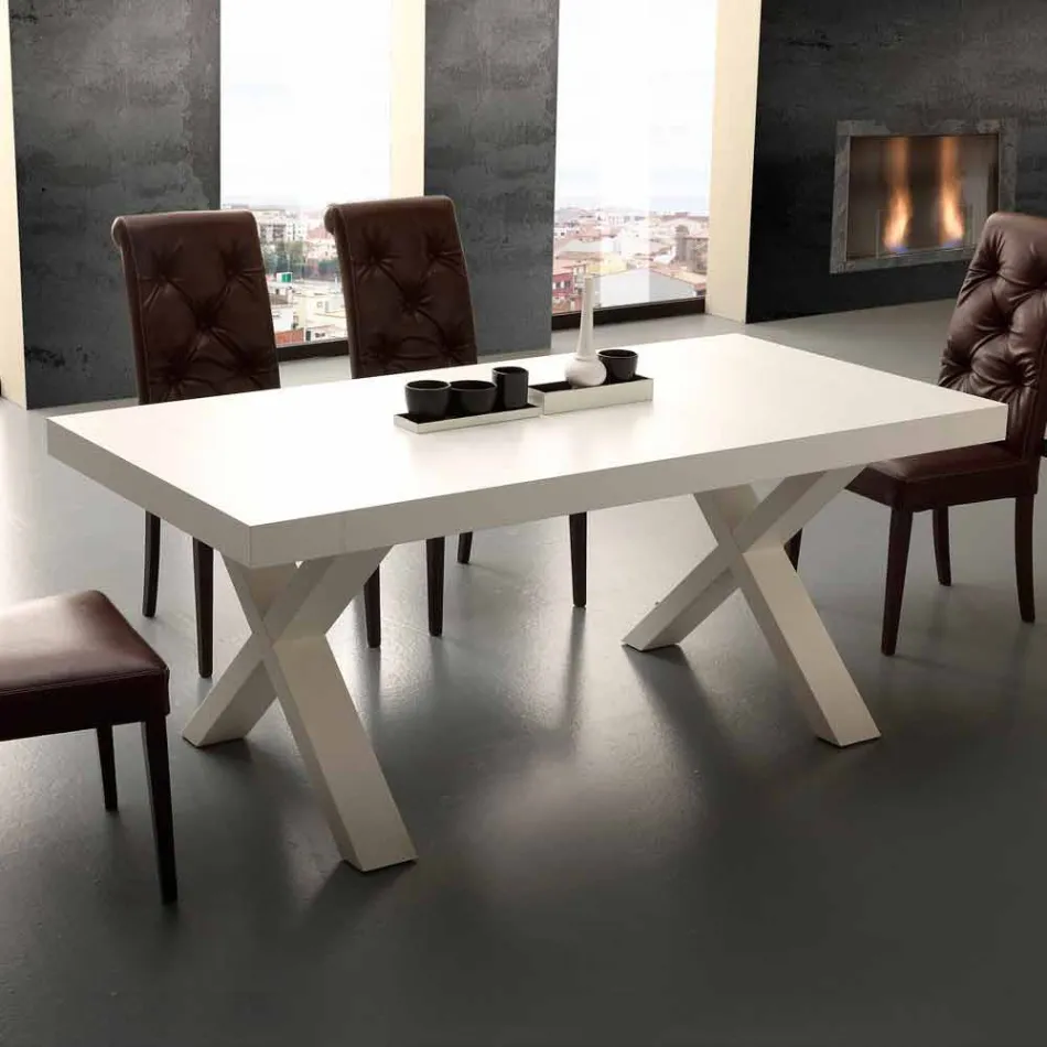 mesa extensible melamina contemporáneo y MDF Denver viadurini