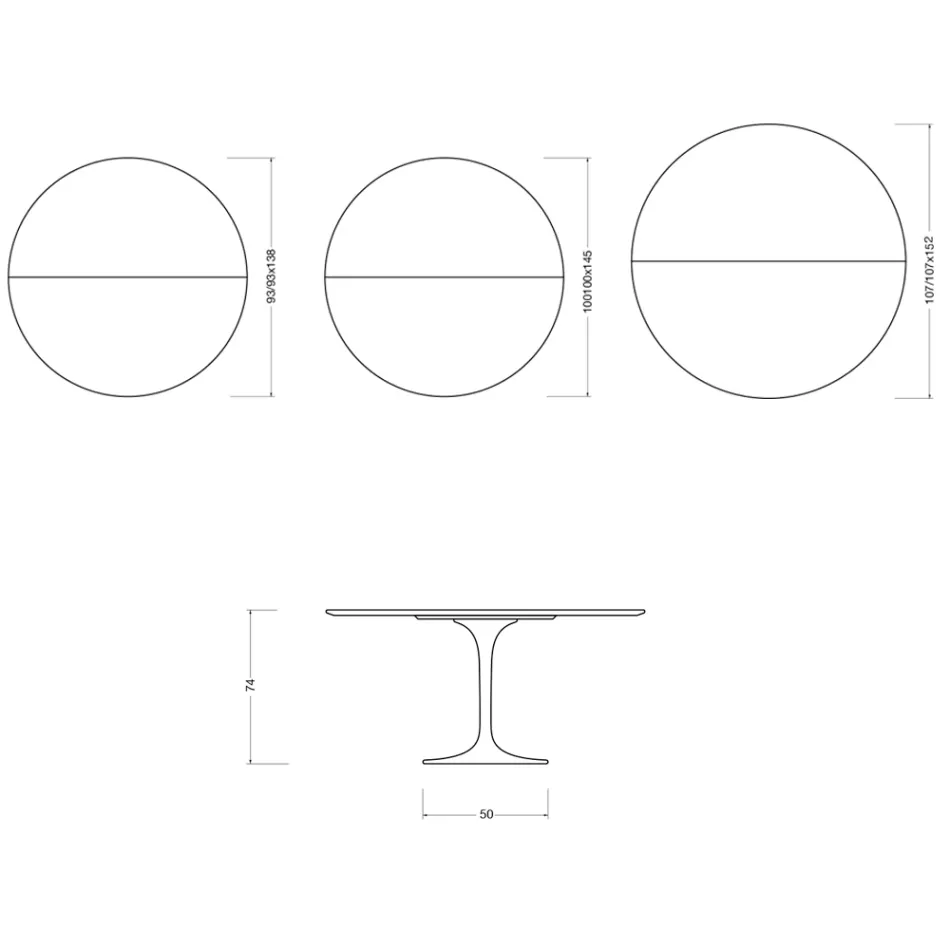 Mesa extensible Tulip de Saarinen, 74 cm de altura, en cerámica Florim blanca - Scarlet viadurini