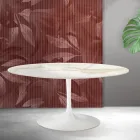 Mesa extensible Tulip de Saarinen, 74 cm de altura, en cerámica mate Florim Calacatta Gold - Escarlata viadurini