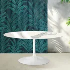 Mesa extensible Tulip de Saarinen, 74 cm de altura, en cerámica Statuario Florim brillante - Escarlata viadurini