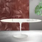 Mesa extensible Tulip de Saarinen, 74 cm de altura, en cerámica mate Florim Statuario - Escarlata viadurini