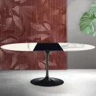 Mesa extensible Tulip de Saarinen, 74 cm de altura, en cerámica mate Florim Statuario - Escarlata viadurini