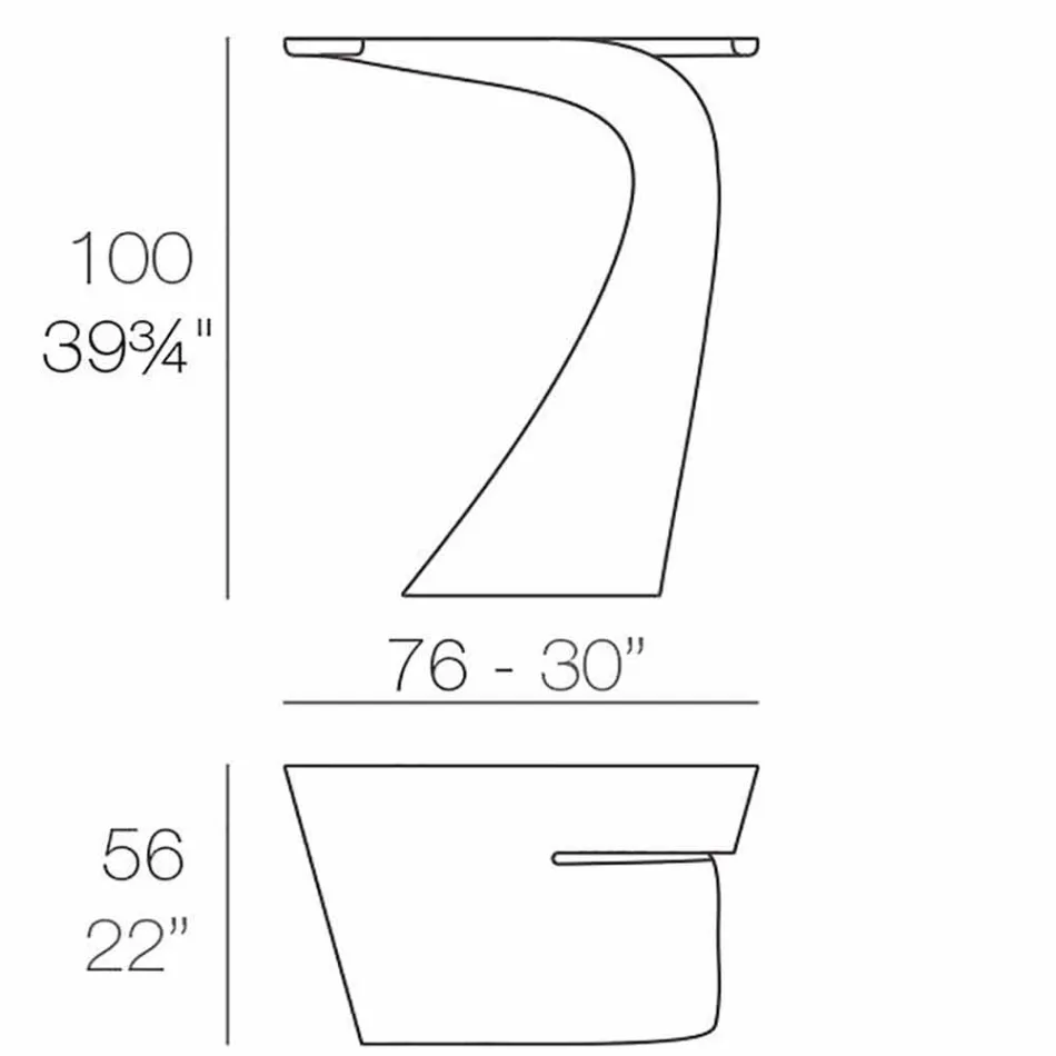 Mesa alta de exterior de diseño H 100 cm, en polietileno, Wing Vondom viadurini
