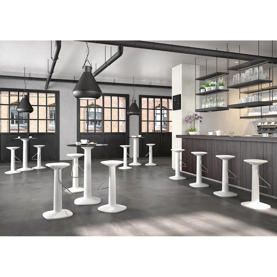 Mesa alta redonda en polietileno con tapa de HPL Made in Italy - Pito viadurini