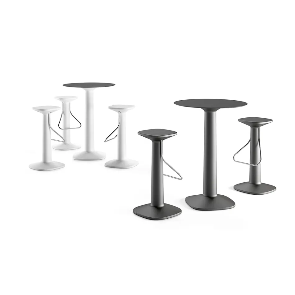 Mesa alta redonda en polietileno con tapa de HPL Made in Italy - Pito viadurini