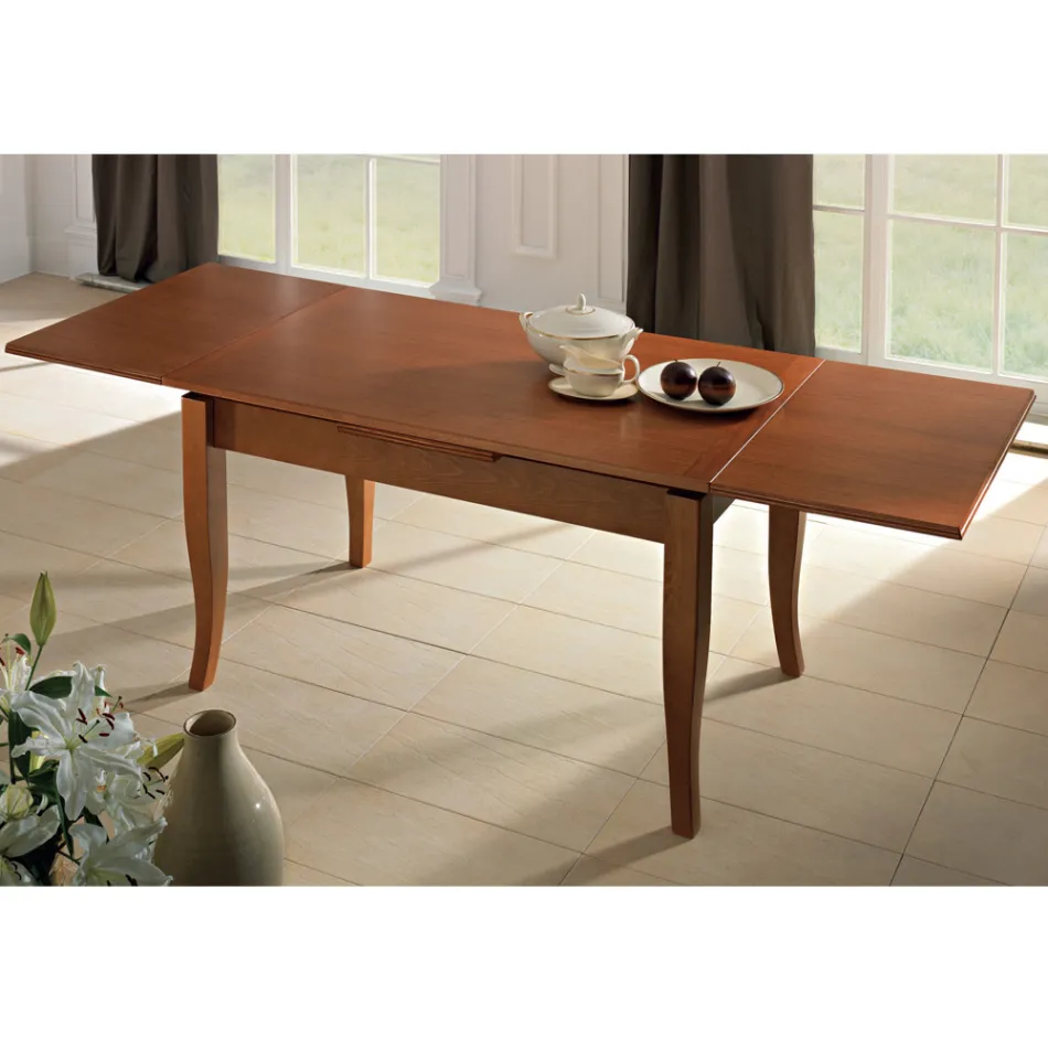 Mesa extensible clásica en chapa de madera artesanal - Karim viadurini