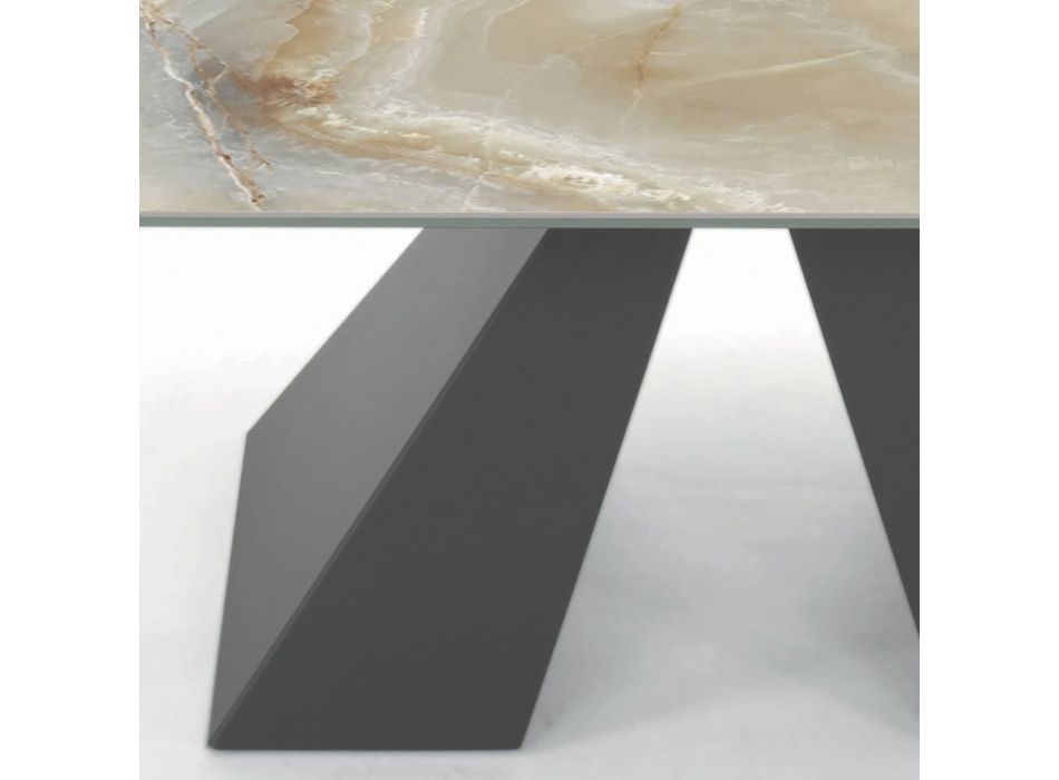 Mesa con extensiones integradas y base de acero visón Made in Italy - Dálmata viadurini