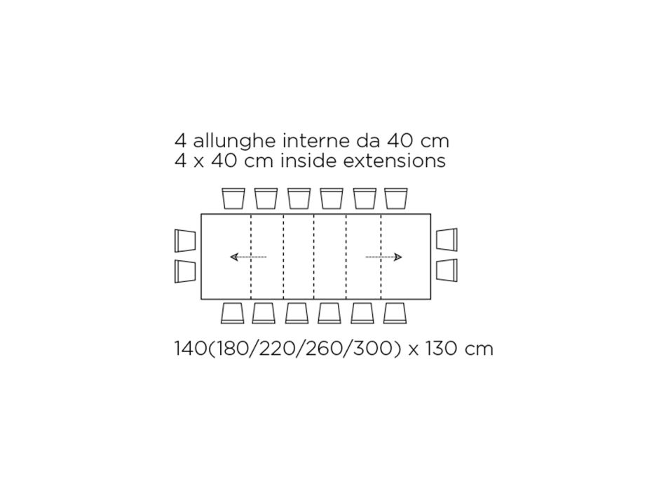 Mesa con Extensiones Internas y Borde Abatible en Laminado Made in Italy - Gordito viadurini