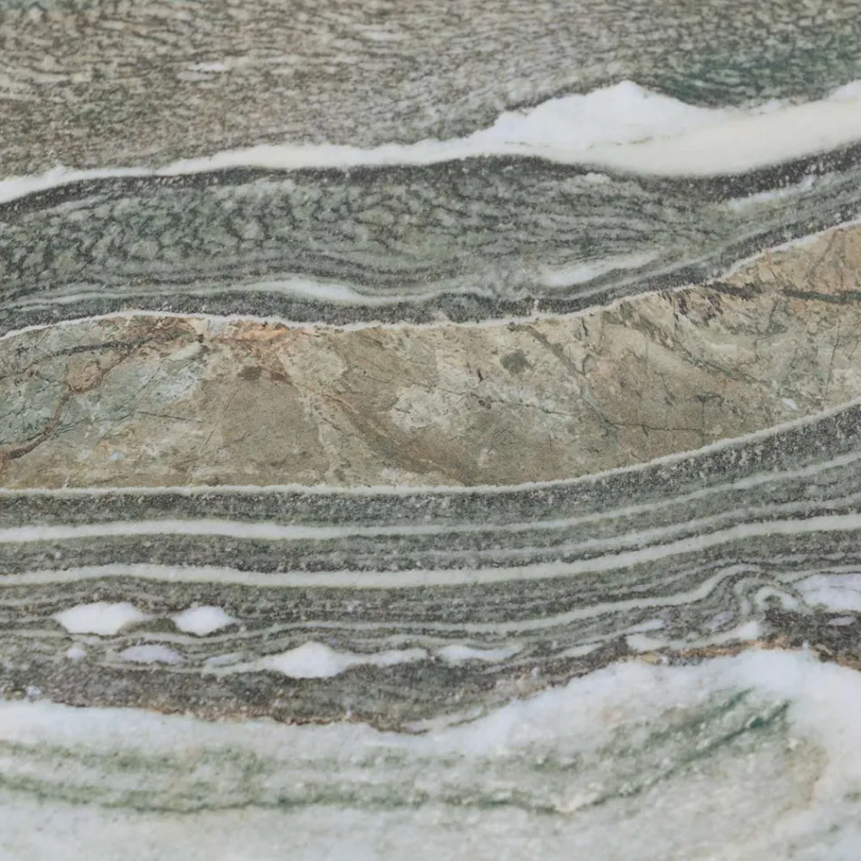 Mesa con tapa de cerámica y base de teca Made in Italy - Casco viadurini