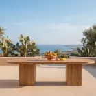 Mesa con tablero de teca cepillada y esquinas redondeadas - Destination viadurini