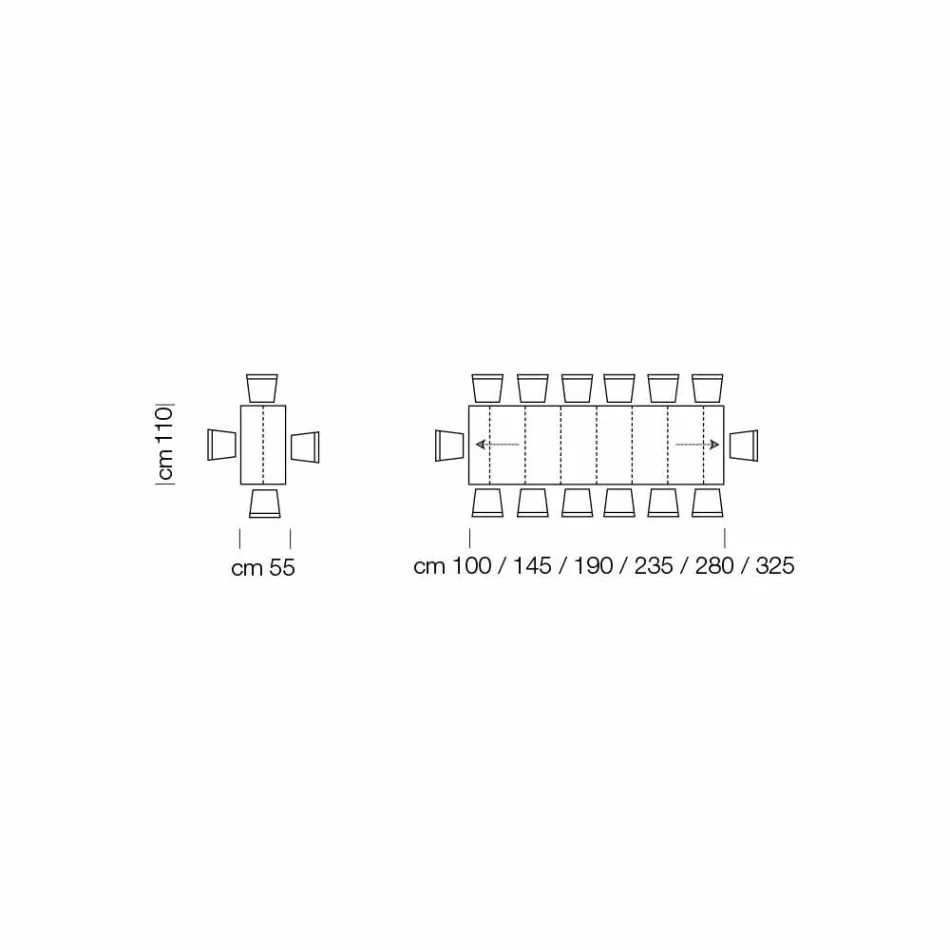 Mesa Consola Extensible hasta 325 cm en Melamina Hecho en Italia - Settimmio viadurini