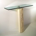 Mesa consola rectangular de piedra Vicenza y cristal Abidos