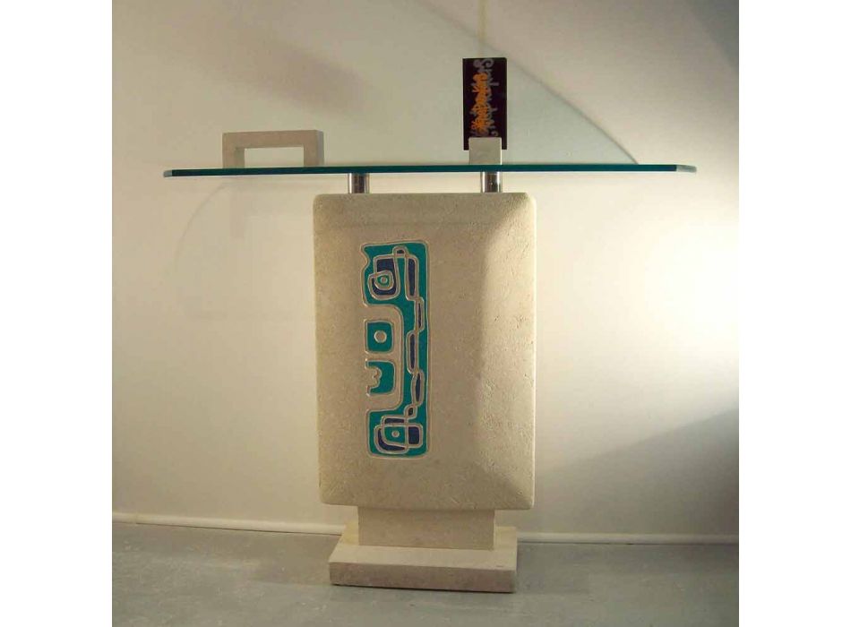 La extensión de la consola piedra rectangular y cristal Sotero Diseño viadurini