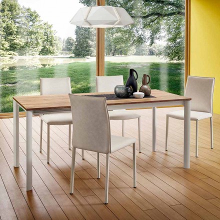 Mesa de cocina extensible hasta 240 cm efecto madera Made in Italy - Maltés viadurini