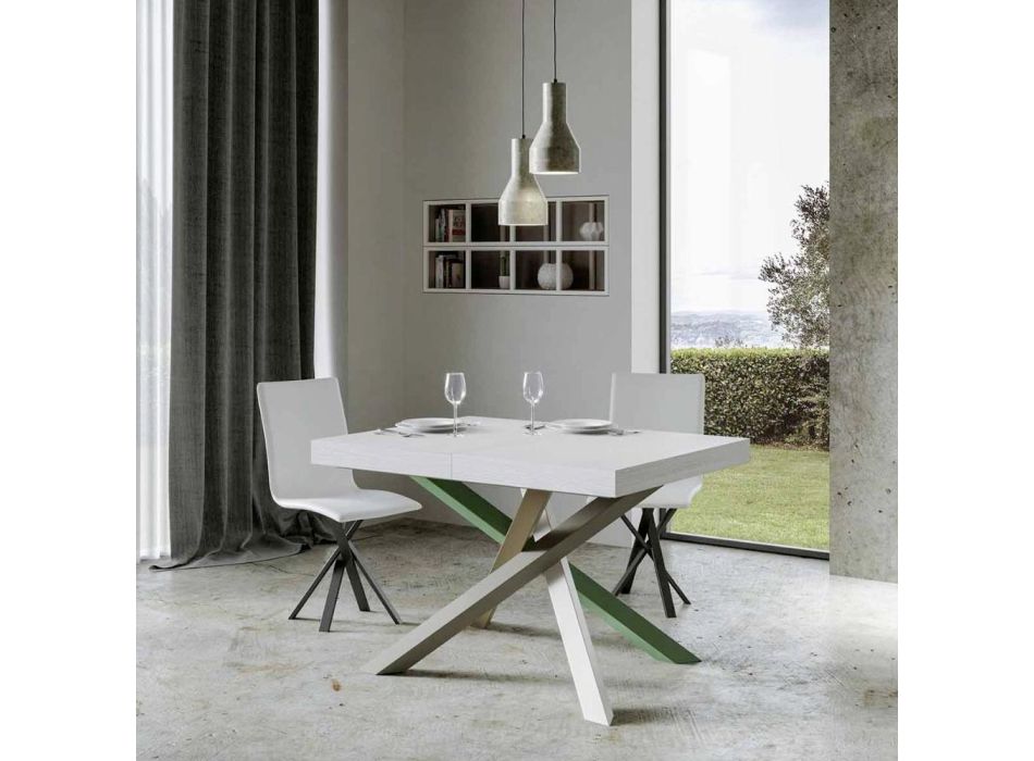 Mesa de cocina extensible hasta 440 cm en madera y hierro Made in Italy - Lennon viadurini