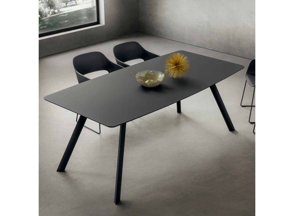 Mesa de cocina en laminado Fenix y aluminio negro Made in Italy - Lingotto viadurini