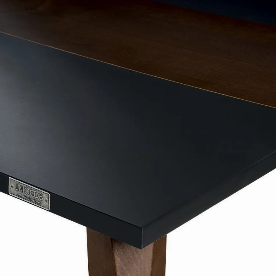 Mesa de cocina de mdf con inserto de madera maciza Made in Italy - Tusco viadurini