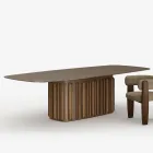 Mesa de cristal de 300 cm con base metálica, fabricada en Italia. Diseño: Lunaria. viadurini