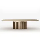 Mesa de cristal de 300 cm con base metálica, fabricada en Italia. Diseño: Lunaria. viadurini