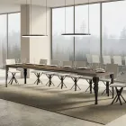 Mesa de cocina extensible en madera antracita y hierro Made in Italy - Sassone viadurini