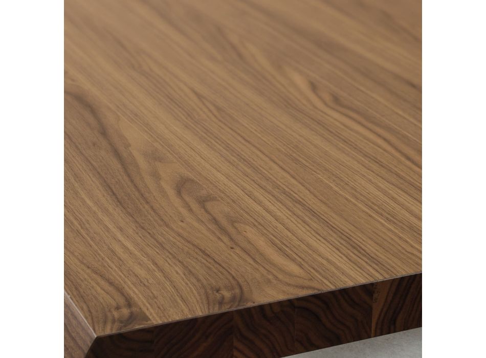 Mesa de cocina fija de metal y tapa de madera Made in Italy - Bastiano viadurini