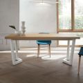 Mesa de cocina fija de metal y tapa de madera Made in Italy - Bastiano
