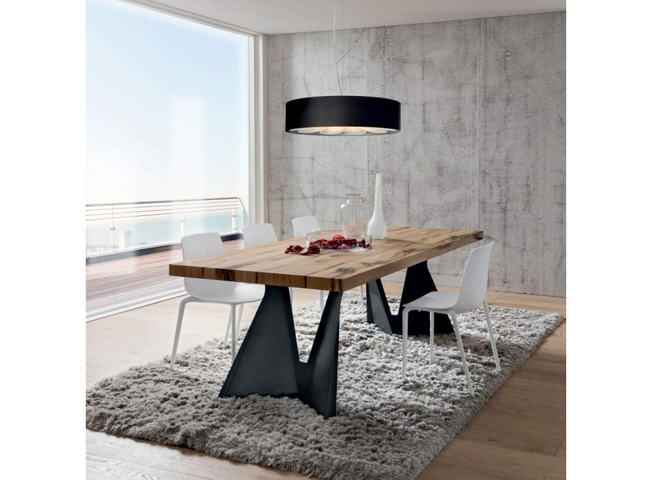 Mesa de cocina en madera y metal Made in Italy, alta calidad - Dotto viadurini