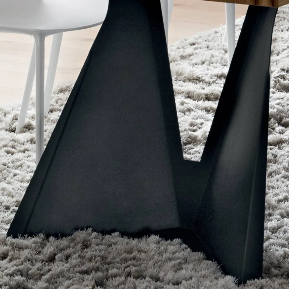 Mesa de cocina en madera y metal Made in Italy, alta calidad - Dotto viadurini