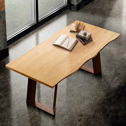 Mesa de cocina de madera maciza y metal fabricada en Italia, Flora. viadurini