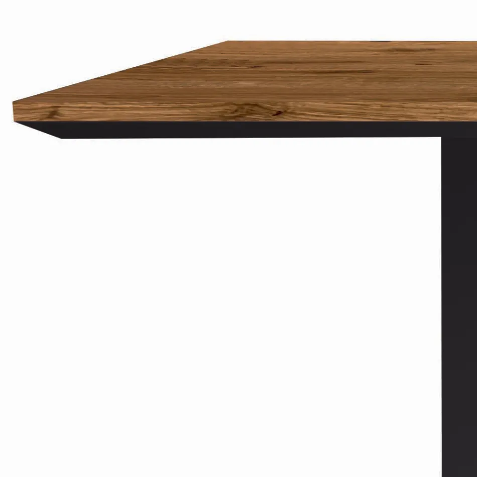Mesa de cocina de madera maciza y patas de hierro Made in Italy - Pegasus viadurini