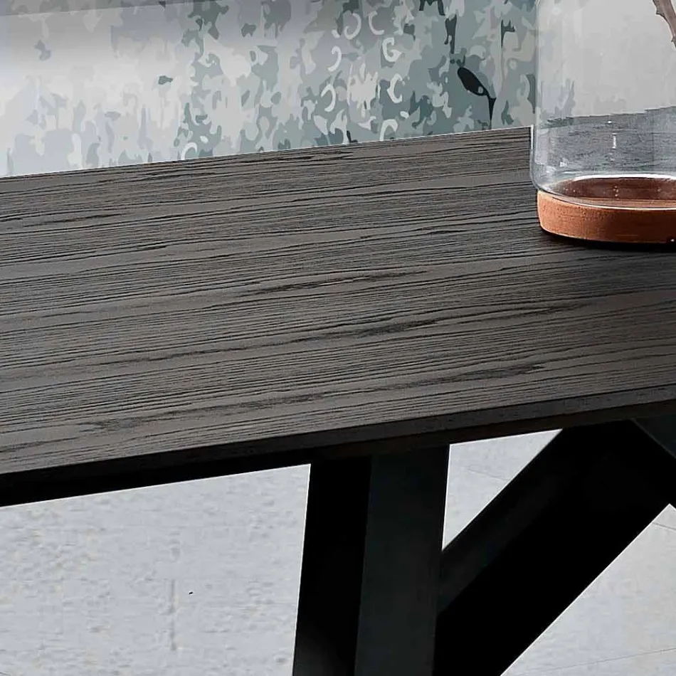 Mesa de cocina en MDF y metal fabricada en Italia, Wilmer. viadurini