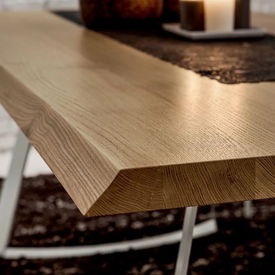 Mesa de cocina en madera descortezada de alta calidad Made in Italy - Pinocho viadurini