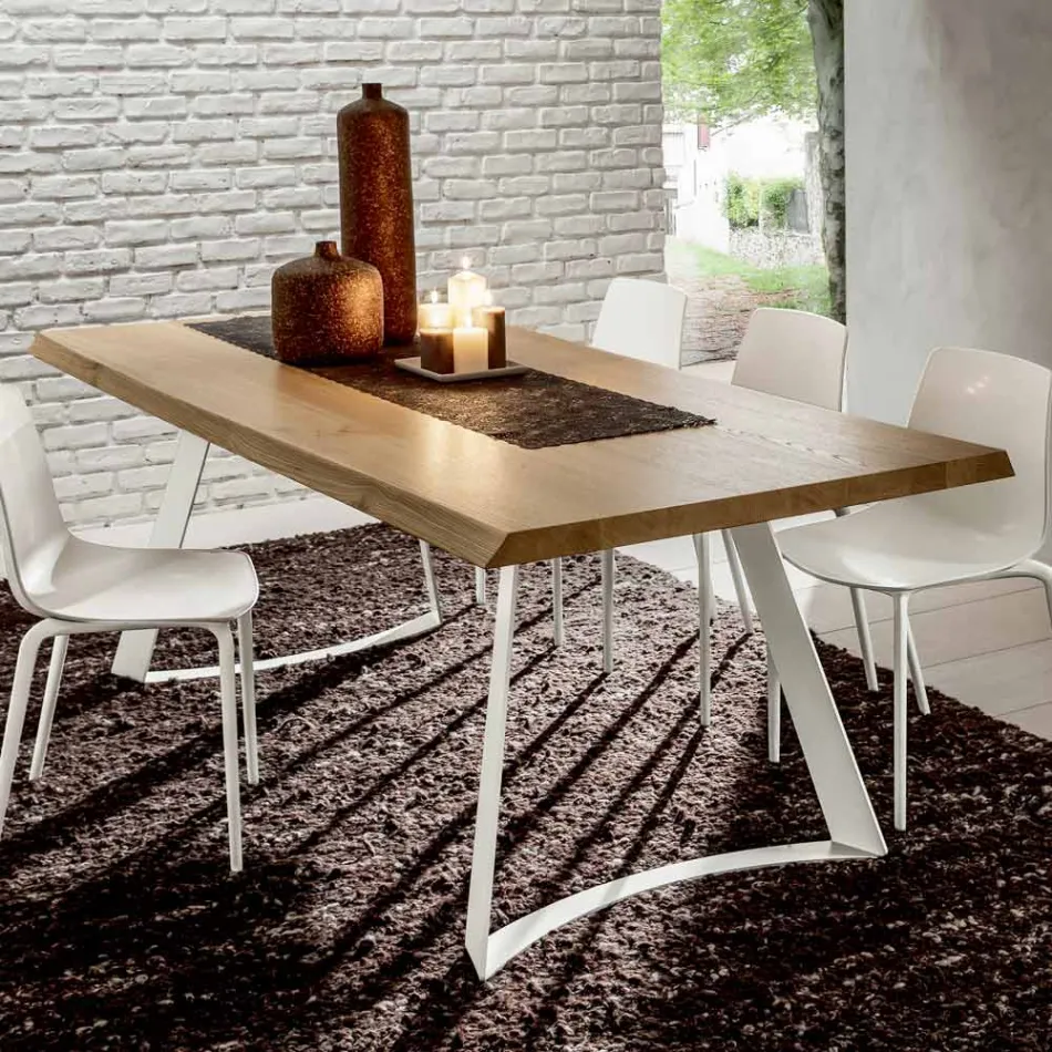 Mesa de cocina de madera descortezada de alta calidad Made in Italy - Pinocho viadurini