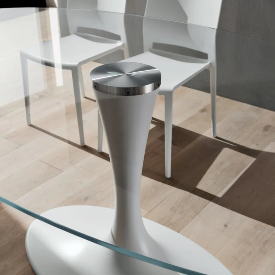 Mesa de cocina de lujo en vidrio templado y mármol Made in Italy - Brontolo viadurini