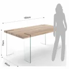 Mesa de cocina moderna con tablero de MDF y base de vidrio, Joey viadurini