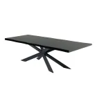 Mesa de cocina moderna en madera chapada y acero Made in Italy - Grotta viadurini