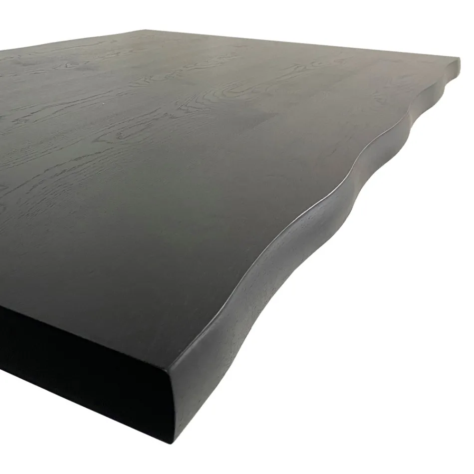 Mesa de cocina moderna en madera chapada y acero Made in Italy - Grotta viadurini