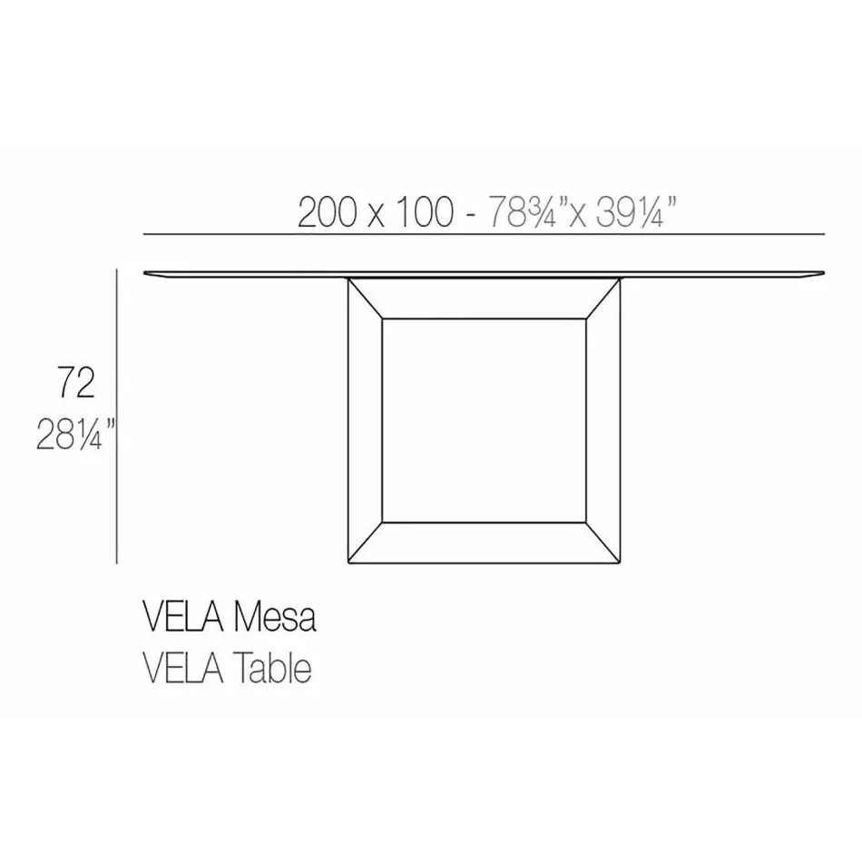 Mesa para exteriores 200x100 cm Vela by Vondom, en resina de polietileno viadurini