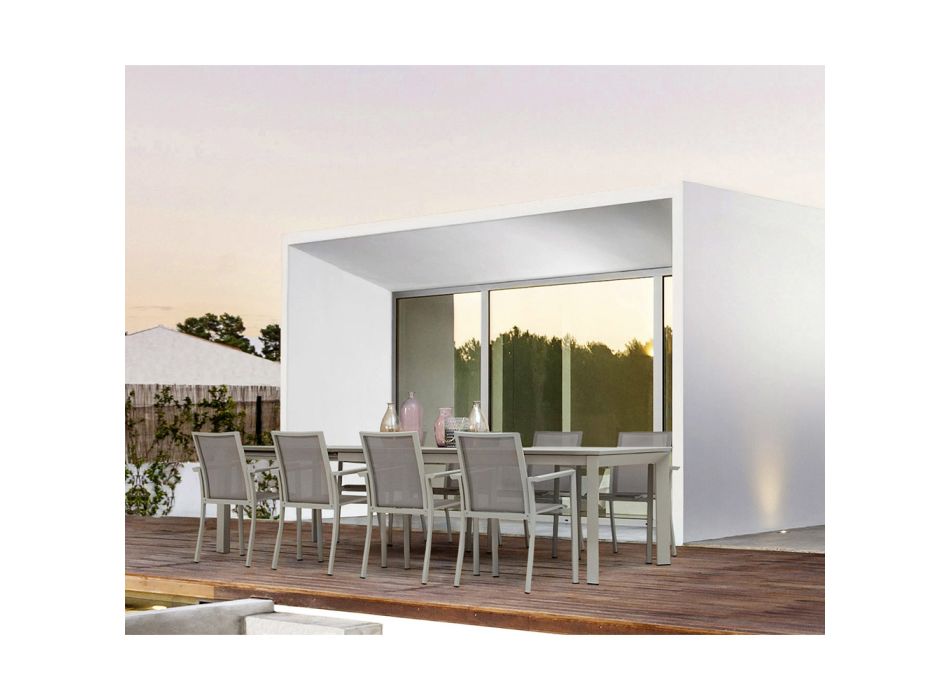 Mesa de exterior extensible de hasta 240 cm en aluminio Homemotion - Casper viadurini