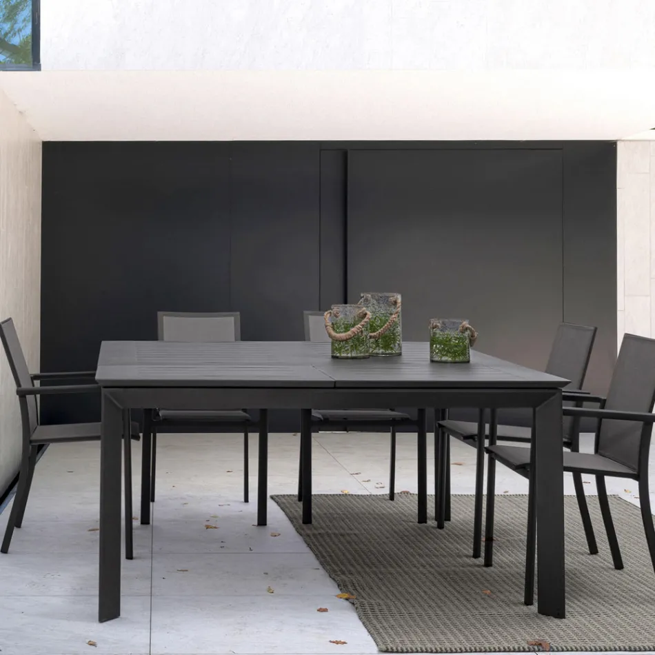 Mesa de exterior extensible hasta 160 cm en aluminio, Homemotion - Andries viadurini