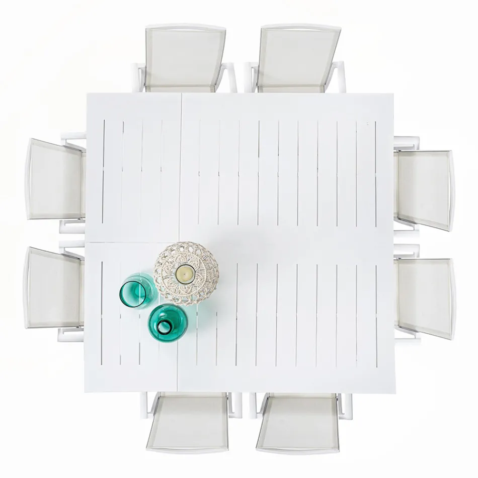 Mesa de exterior extensible hasta 160 cm en aluminio, Homemotion - Andries viadurini