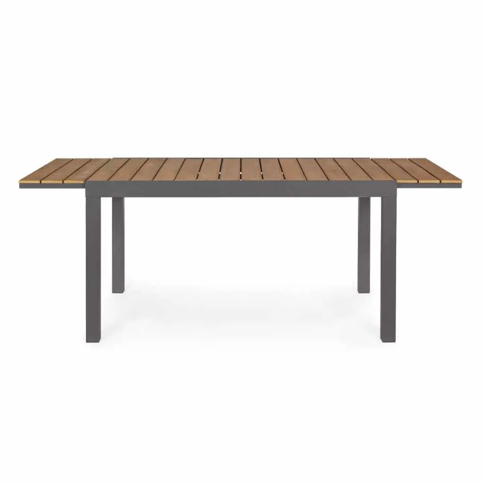Mesa de exterior extensible hasta 200 cm con tablero en teca - Acabado Bobel viadurini