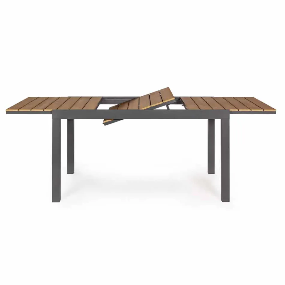 Mesa de exterior extensible hasta 200 cm con tablero en teca - Acabado Bobel viadurini
