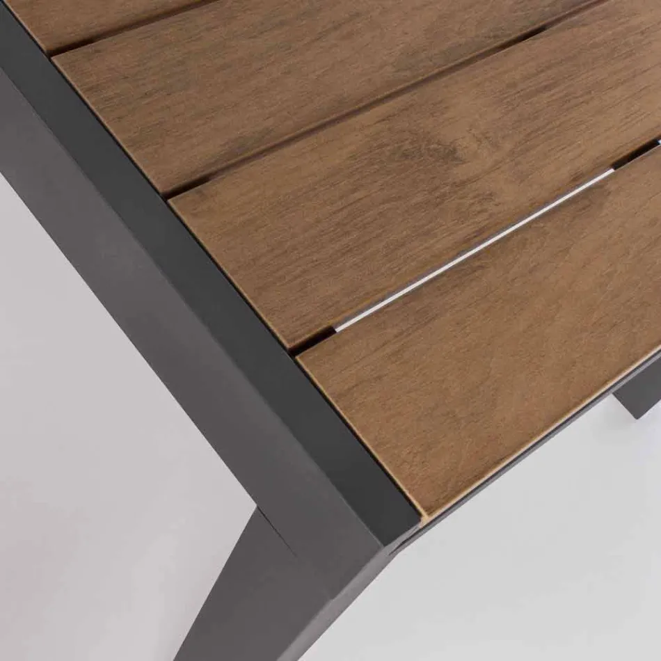 Mesa de exterior extensible hasta 200 cm con tablero en teca - Acabado Bobel viadurini