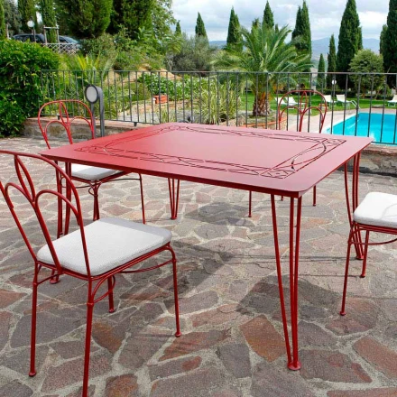 Mesa de exterior artesanal de hierro pintado Made in Italy - Zagato viadurini